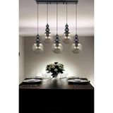 Osc Home Aydınlatma Tasarım Spor Siyah Avize 5li Füme Cam Yemek Masası