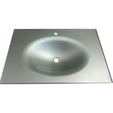Oscar Cam Lavabo 12 mm 80 x 56 cm Metalik Gri