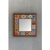 Oscar Stone Ahşap 33x33 cm Çerçeveli Mozaik Mirror Doğaltaş Ayna