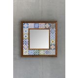 Oscar Stone Ahşap Çerçeveli Mozaik Doğaltaş Ayna 33 CM X 33 CM HALL AYNASI