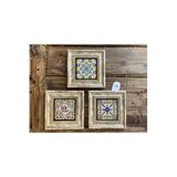 Oscar Stone Decor 20X20 Cm 3 Lü Set Sarı Desenler Çerçeveli Taş Tablo 3Cdd-40-320