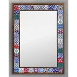 Oscar Stone Decor Ahşap Çerçeveli Mozaik (mermer) Ayna 53x73 Cm Seramik Desenli-çini Desenli