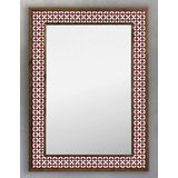 Oscar Stone Decor Ahşap Çerçeveli Mozaik (Mermer) Ayna 53x73 CM Seramik Desenli-Karo-Kırmızı Beyaz