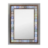 Oscar Stone Decor Ahşap Çerçeveli Mozaik (mermer) Ayna 53x73 Cm Seramik Desenli-talevera-mexican AYN5070-017