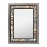 Oscar Stone Decor Ahşap Çerçeveli Mozaik (mermer) Ayna 53x73 Cm Seramik Desenli-talevera-tile Desen AYN5070-042