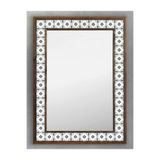 Oscar Stone Decor Ahşap Çerçeveli Mozaik (mermer) Ayna 53x73 Cm Seramik Desenli-turkuaz Temalı AYN5070-053