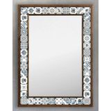 Oscar Stone Decor Ahşap Çerçeveli Mozaik Taş (mermer) Ayna 53x73 Cm Etnik Eskitme Seramik Desenli