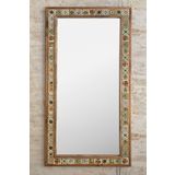 Oscar Stone Decor Ahşap Çerçeveli Mozaik Taş (mermer) Ayna 63x123 Cm Seramik Desenli Kahverengi