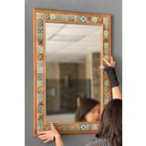 Oscar Stone Decor Ahşap Çerçeveli Mozaik Taş (mermer) Ayna 63x93 Cm Morocco-etnik Desenli