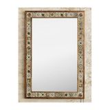 Oscar Stone Decor Ahşap Çerçeveli Mozaik Taş (Mermer) Ayna 63X93 Cm Seramik Desenli Kahverengi Ayn6090-066
