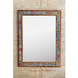 Oscar Stone Decor Ahşap Çerçeveli Mozaik Taş (mermer) Ayna 73x93 Cm Mandala Banyo Salon Aynası