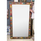Oscar Stone Decor Ahşap Çerçeveli Mozaik Taş (mermer) Salon Ayna 80x140 Cm Eskitme Desenli AYN75135-001