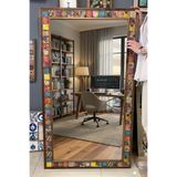 Oscar Stone Decor Ahşap Çerçeveli Mozaik Taş (mirror) Salon Ayna 80x140 Cm Renli Eskitme Desenli