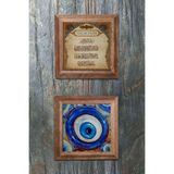 Oscar Stone Decor Ahşap Çerçeveli Taş Duvar Dekoru 28X28 Cm 2'Li Set (464-1481) Nazar Nazar Boncuğu 2Prmt-074