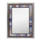 Oscar Stone Decor Ahşap Çerçeveli Taş (mermer) Ayna 53 X 73 Cm Seramik Desenli Iznik Çini