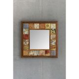 Oscar Stone Decor AYN-020 Ahşap 33x33 cm Çerçeveli Mozaik Doğaltaş Ayna