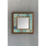 Oscar Stone Decor AYN-041 Ahşap 33x33 cm Çerçeveli Mozaik Doğaltaş Ayna