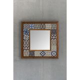 Oscar Stone Decor AYN-043 Ahşap 33x33 cm Çerçeveli Mozaik Doğaltaş Ayna