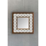 Oscar Stone Decor AYN-053 Ahşap 33x33 cm Çerçeveli Mozaik Doğaltaş Ayna
