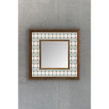 Oscar Stone Decor AYN-054 Ahşap 33x33 cm Çerçeveli Mozaik Doğaltaş Ayna