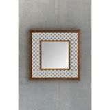 Oscar Stone Decor AYN-058 Ahşap 33x33 cm Çerçeveli Mozaik Doğaltaş Ayna