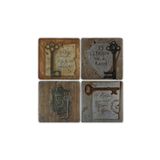 Oscar Stone Decor BA132 Old Keys Taş Bardak Altlığı