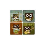 Oscar Stone Decor BA323 Musician Owl Taş Bardak Altlığı