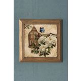 Oscar Stone Decor Bahar Dalları-masif Çerçeveli Taş Tablo-wall Decor- 28x28 Cm PRMT2020-1310