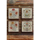 Oscar Stone Decor Baskılı Doğaltaş 4'lü Set Desen Tile Bardak Altlığı 4DSN-176