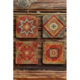 Oscar Stone Decor Baskılı Doğaltaş Bardak Altlığı 4'Lü Set Desen 4Dsn-003