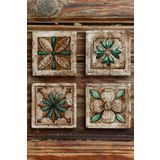 Oscar Stone Decor Baskılı Doğaltaş Bardak Altlığı 4'lü Set Desen Tile 4DSN-018