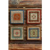Oscar Stone Decor Baskılı Doğaltaş Bardak Altlığı 4'lü Set Desen Tile 4DSN-038