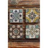 Oscar Stone Decor Baskılı Doğaltaş Bardak Altlığı 4'Lü Set Desen Tile 4Dsn-054