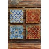 Oscar Stone Decor Baskılı Doğaltaş Bardak Altlığı 4'Lü Set Desen Tile 4Dsn-061
