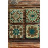 Oscar Stone Decor Baskılı Doğaltaş Bardak Altlığı 4'Lü Set Desen Tile 4Dsn-065