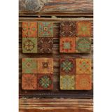 Oscar Stone Decor Baskılı Doğaltaş Bardak Altlığı 4'lü Set Desen Tile 4DSN-080
