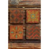 Oscar Stone Decor Baskılı Doğaltaş Bardak Altlığı 4'Lü Set Desen Tile 4Dsn-094