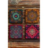 Oscar Stone Decor Baskılı Doğaltaş Bardak Altlığı 4'lü Set Desen Tile 4DSN-098