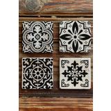 Oscar Stone Decor Baskılı Doğaltaş Bardak Altlığı 4'lü Set Desen Tile 4DSN-105