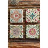 Oscar Stone Decor Baskılı Doğaltaş Bardak Altlığı 4'lü Set Desen Tile 4DSN-187
