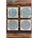 Oscar Stone Decor Baskılı Doğaltaş Bardak Altlığı 4'Lü Set Desen Tile 4Dsn-195