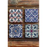 Oscar Stone Decor Baskılı Doğaltaş Bardak Altlığı 4'lü Set Desen Tile 4DSN-197