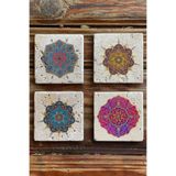 Oscar Stone Decor Baskılı Doğaltaş Bardak Altlığı 4'Lü Set Desen Tile 4Dsn-273