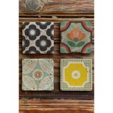 Oscar Stone Decor Baskılı Doğaltaş Bardak Altlığı 4'lü Set Desen Tile 4DSN-305