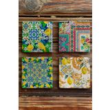 Oscar Stone Decor Baskılı Doğaltaş Bardak Altlığı 4'lü Set Desen Tile 4DSN-307
