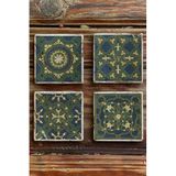 Oscar Stone Decor Baskılı Doğaltaş Bardak Altlığı 4'Lü Set Desen Tile 4Dsn-316