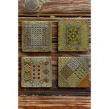 Oscar Stone Decor Baskılı Doğaltaş Bardak Altlığı 4'Lü Set Desen Tile 4Dsn-340