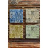 Oscar Stone Decor Baskılı Doğaltaş Bardak Altlığı 4'Lü Set Desen Tile 4Dsn-353