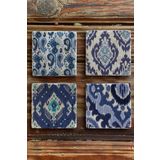 Oscar Stone Decor Baskılı Doğaltaş Bardak Altlığı 4'lü Set Desen Tile