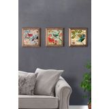 Oscar Stone Decor Bej Masif Çerçeveli Taş Tablo Pano Set 3lü 28x28 cm 3PRMT-10-0005
